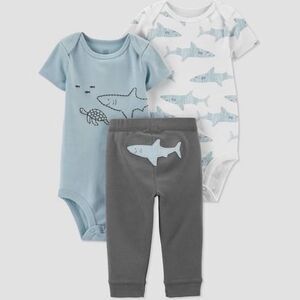 NEW NWT Boys Sz 3 Months Pants & Shirts 3 Pc Outfit Set JUST ONE YOU